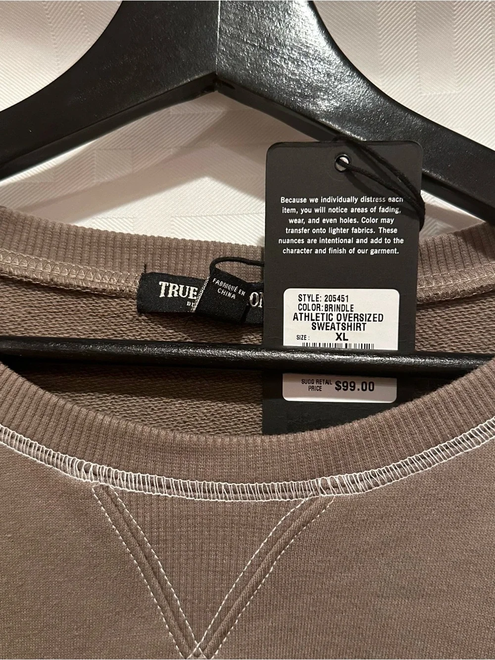 True Religion Crewneck Sweatshirt in Brown with White Logo